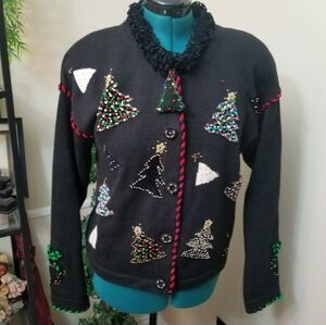 Christmas Sweater VTG Berek2 Embellished Cardigan